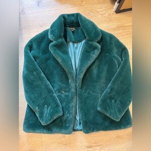 Melissa Paige Dark Green Faux Fur Coat